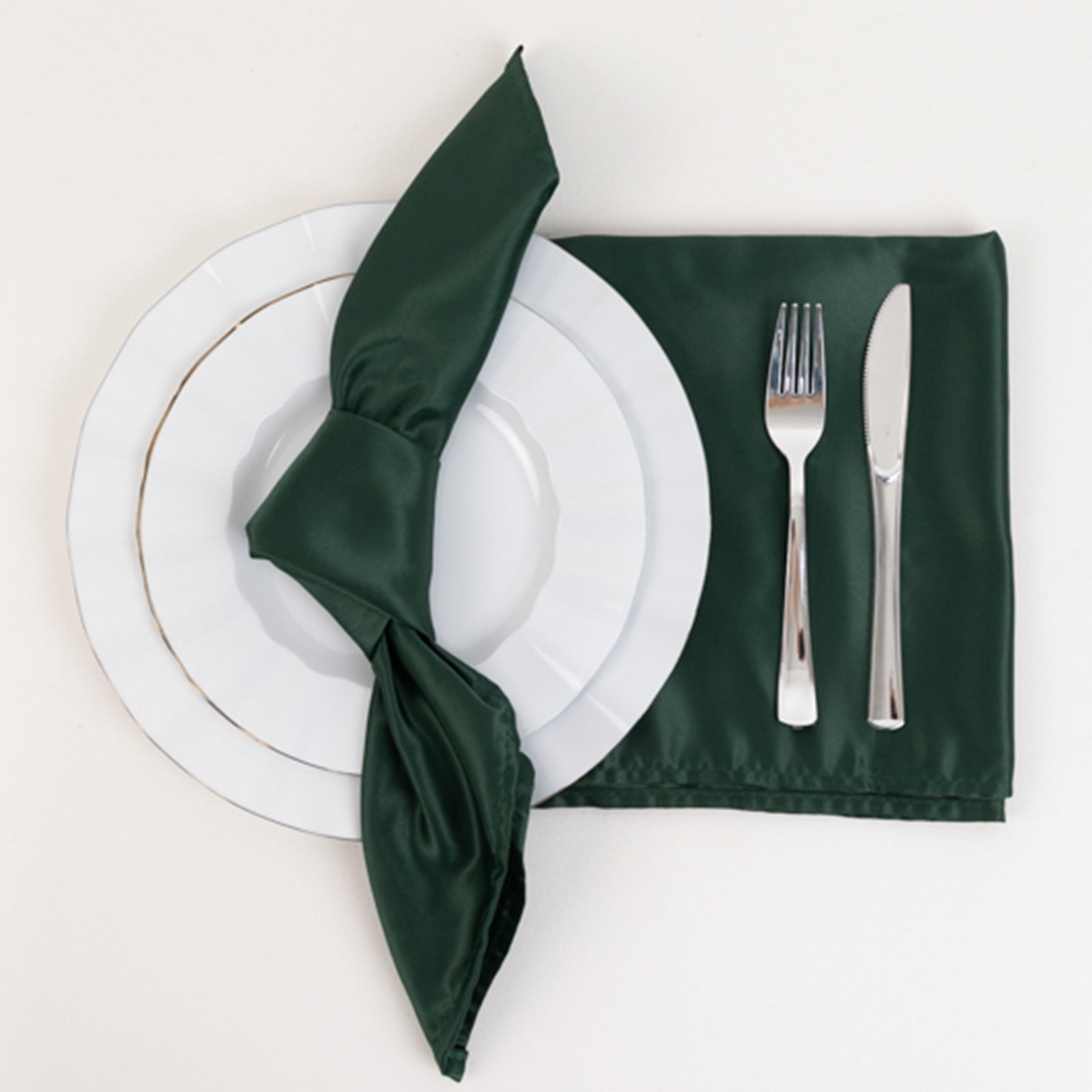 5 Pack Lamour Satin 20"x20" Napkins Hunter Emerald Green - Soft Matte Finish Dinner Napkins - Bell Racket Store