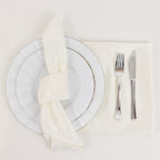 5 Pack Lamour Satin 20"x20" Napkins Ivory - Soft Matte Finish Dinner Napkins - Bell Racket Store