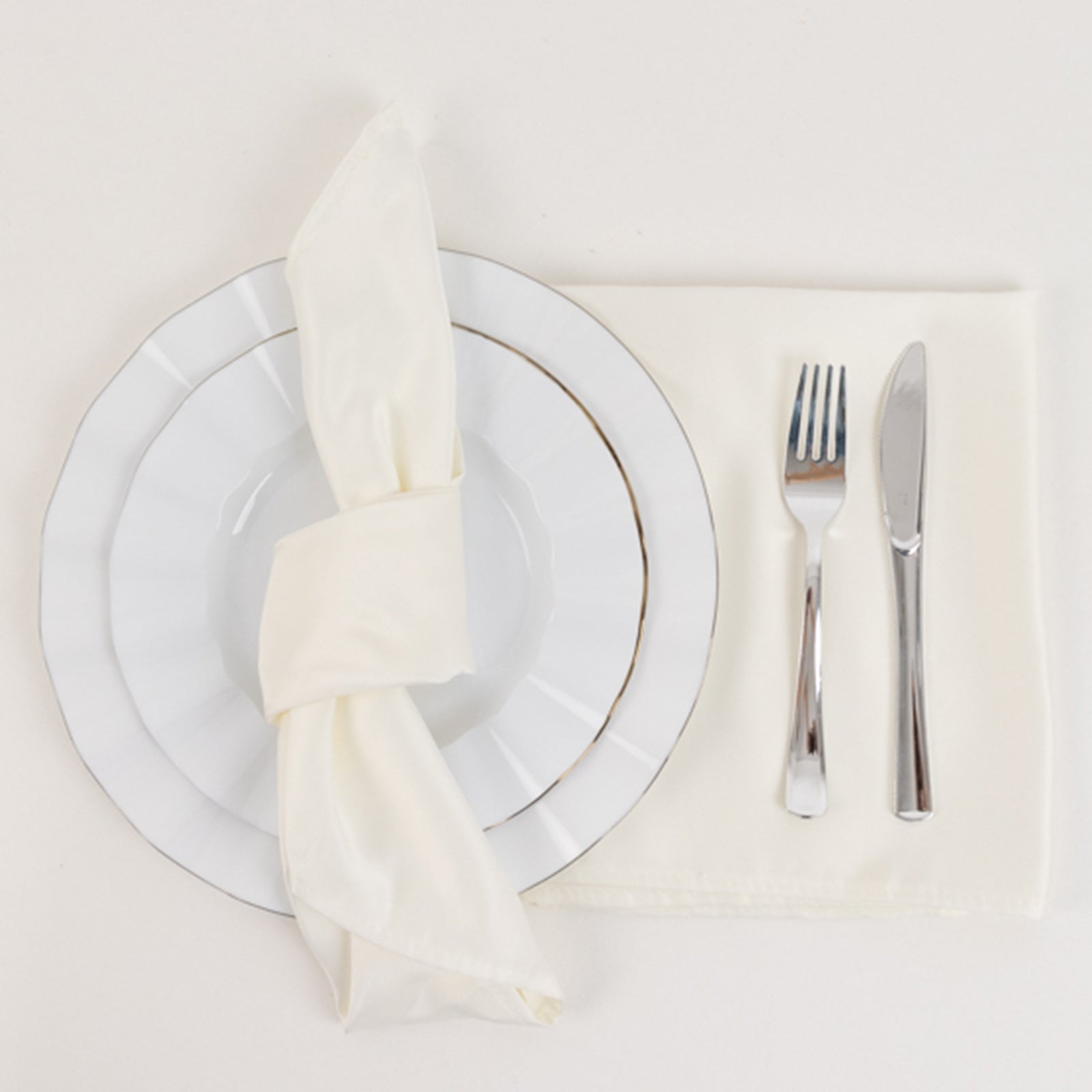 5 Pack Lamour Satin 20"x20" Napkins Ivory - Soft Matte Finish Dinner Napkins - Bell Racket Store