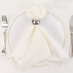 5 Pack Lamour Satin 20"x20" Napkins Ivory - Soft Matte Finish Dinner Napkins - Bell Racket Store