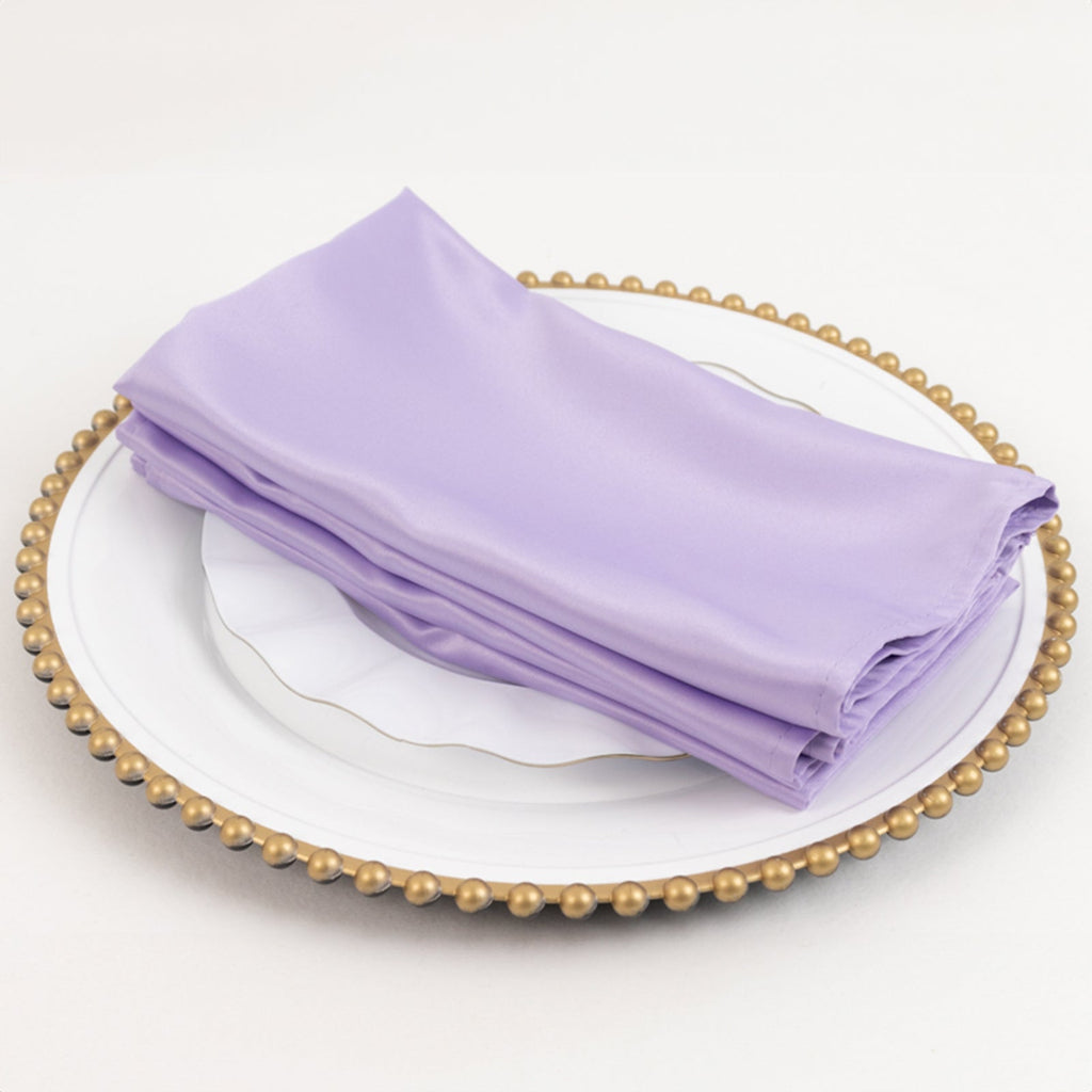 5 Pack Lamour Satin 20"x20" Napkins Lavender Lilac - Soft Matte Finish Dinner Napkins - Bell Racket Store