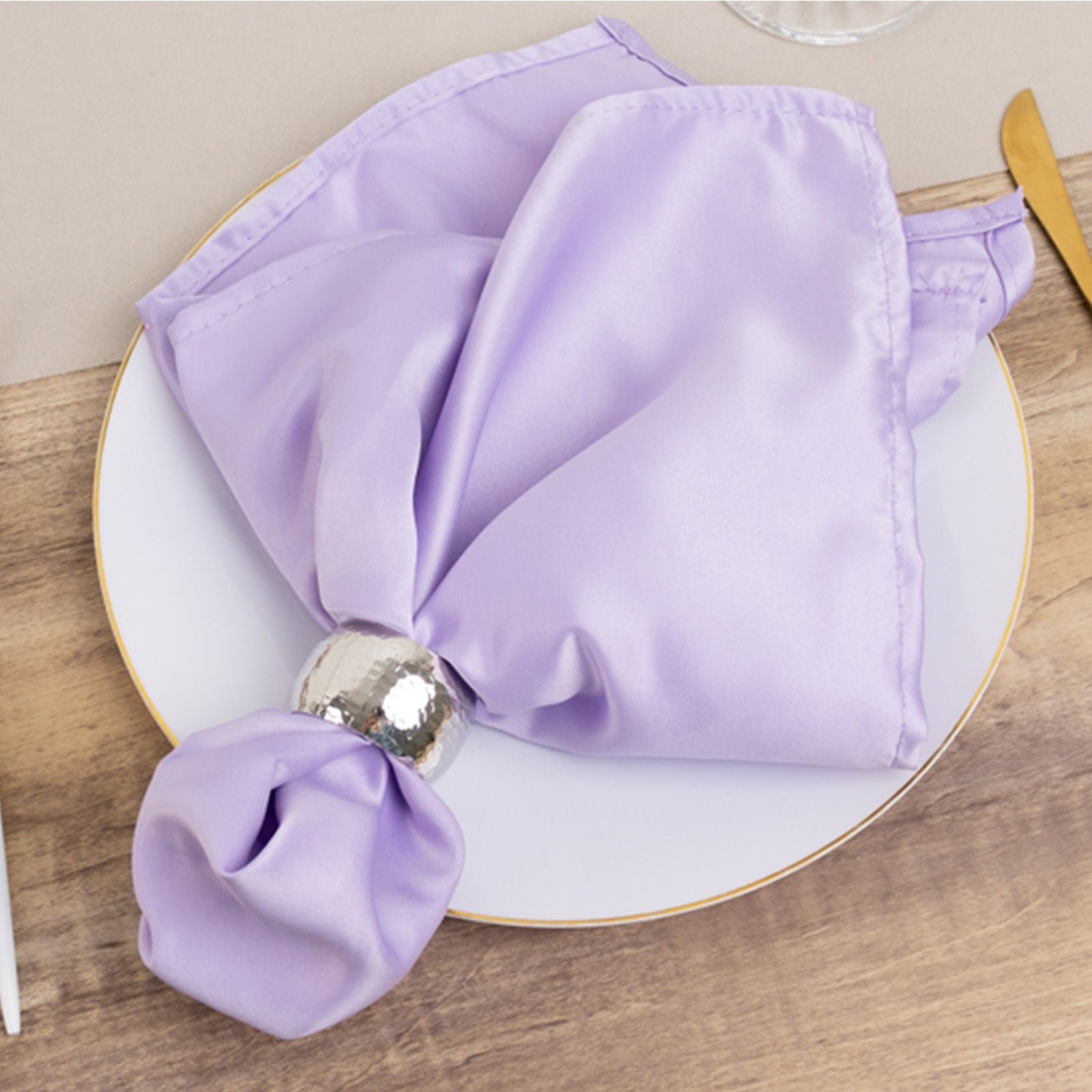 5 Pack Lamour Satin 20"x20" Napkins Lavender Lilac - Soft Matte Finish Dinner Napkins - Bell Racket Store