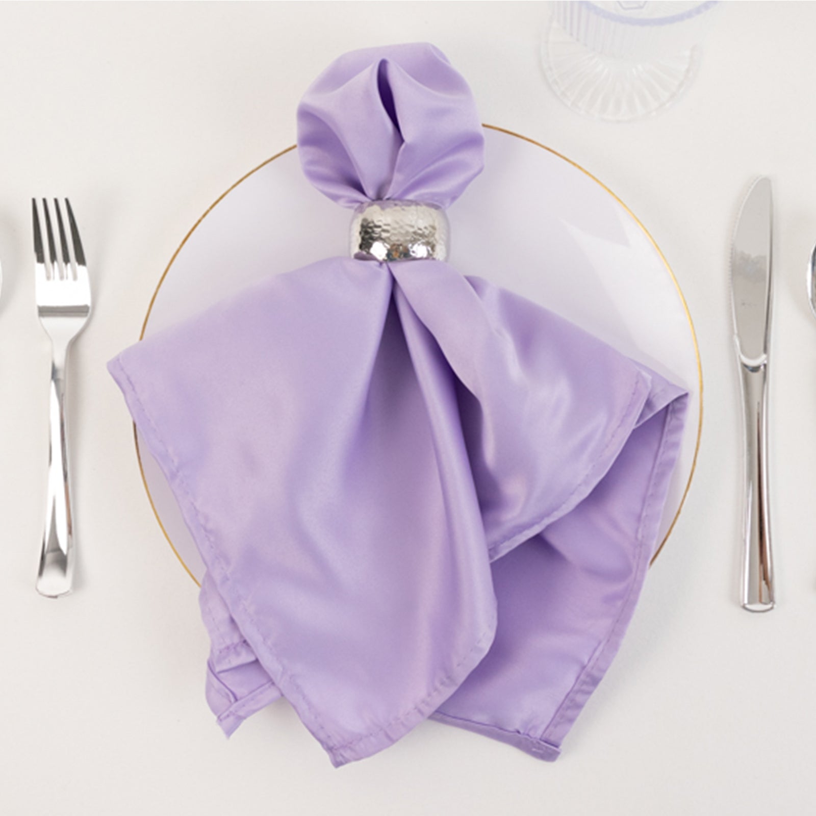 5 Pack Lamour Satin 20"x20" Napkins Lavender Lilac - Soft Matte Finish Dinner Napkins - Bell Racket Store
