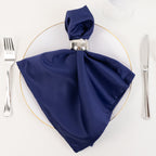 5 Pack Lamour Satin 20"x20" Napkins Navy Blue - Soft Matte Finish Dinner Napkins - Bell Racket Store