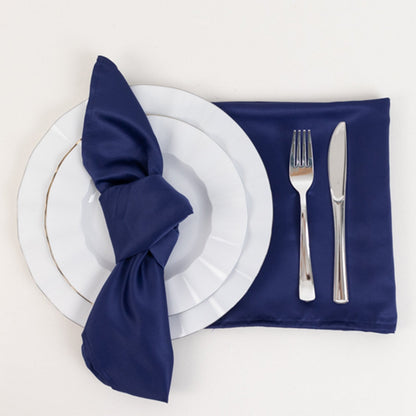 5 Pack Lamour Satin 20"x20" Napkins Navy Blue - Soft Matte Finish Dinner Napkins - Bell Racket Store
