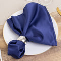 5 Pack Lamour Satin 20"x20" Napkins Navy Blue - Soft Matte Finish Dinner Napkins - Bell Racket Store