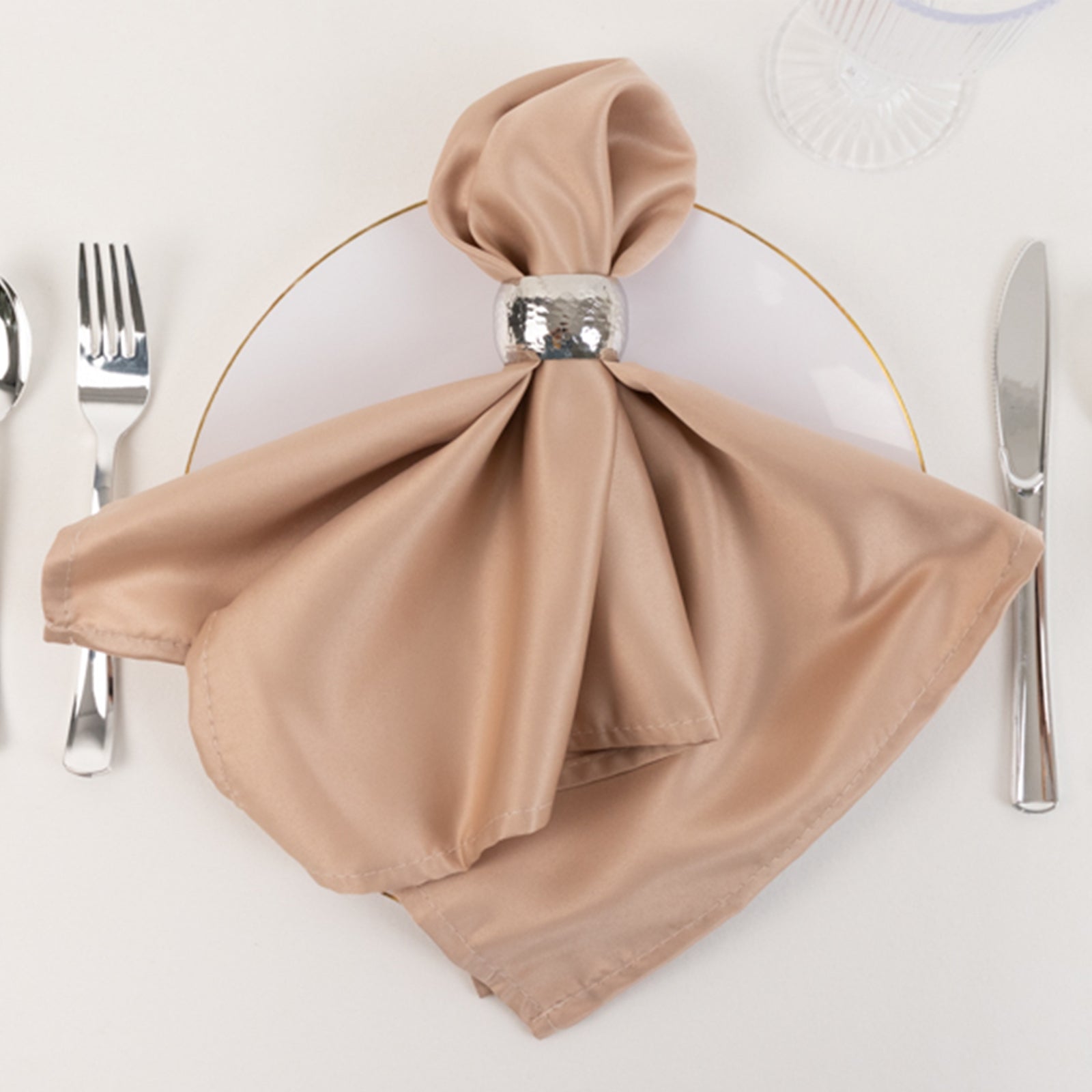 5 Pack Lamour Satin 20"x20" Napkins Nude - Soft Matte Finish Dinner Napkins - Bell Racket Store