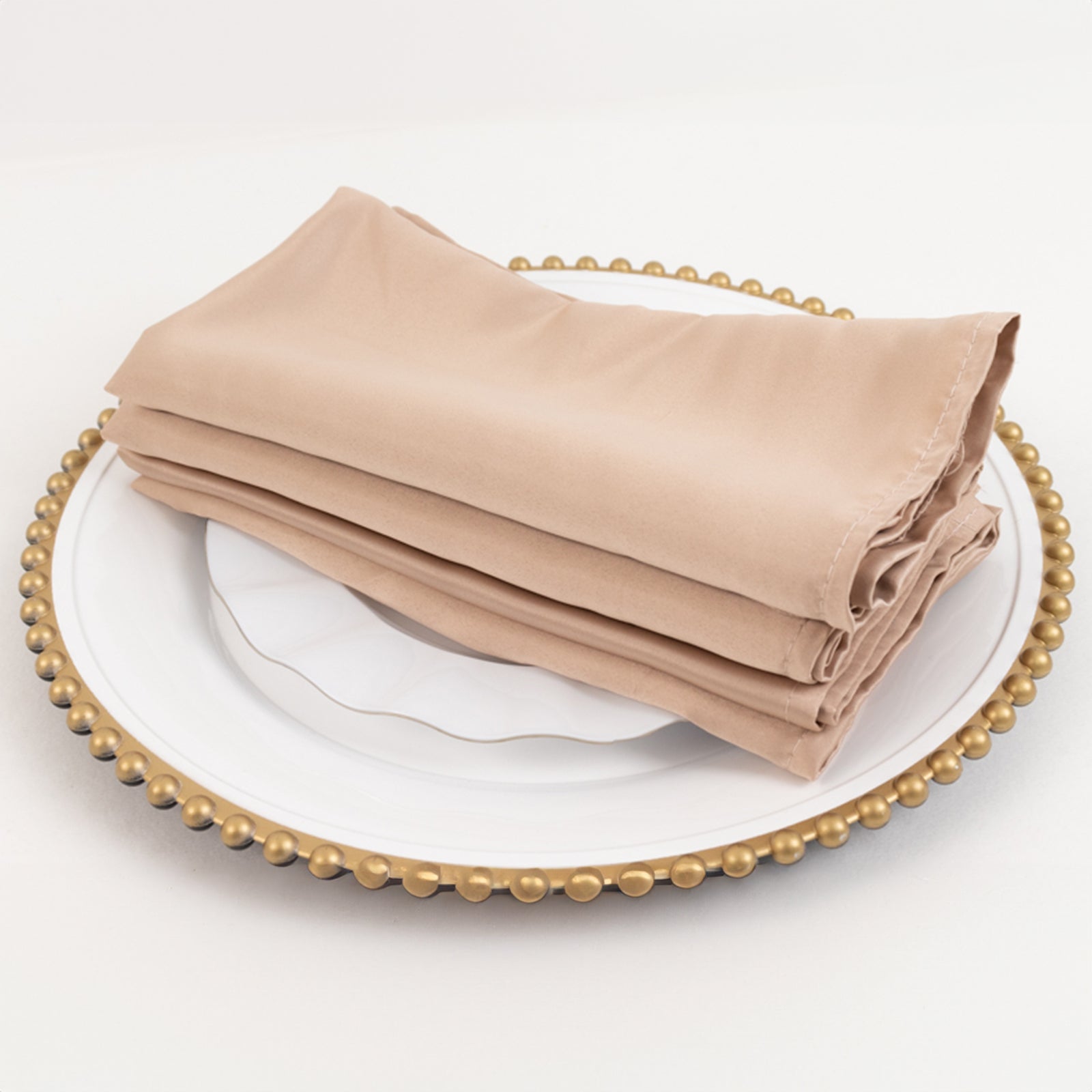 5 Pack Lamour Satin 20"x20" Napkins Nude - Soft Matte Finish Dinner Napkins - Bell Racket Store