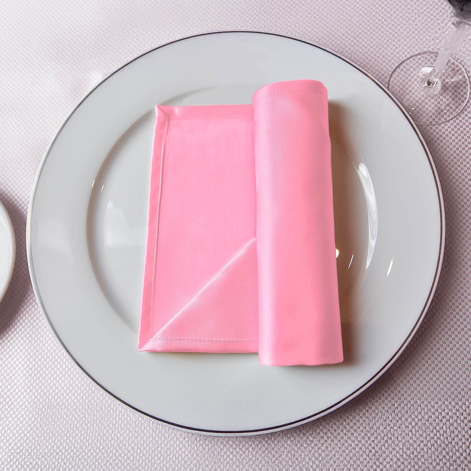 5 Pack Lamour Satin 20"x20" Napkins Pink - Soft Matte Finish Dinner Napkins - Bell Racket Store