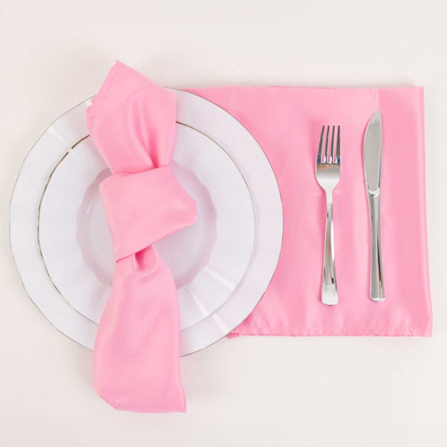 5 Pack Lamour Satin 20"x20" Napkins Pink - Soft Matte Finish Dinner Napkins - Bell Racket Store