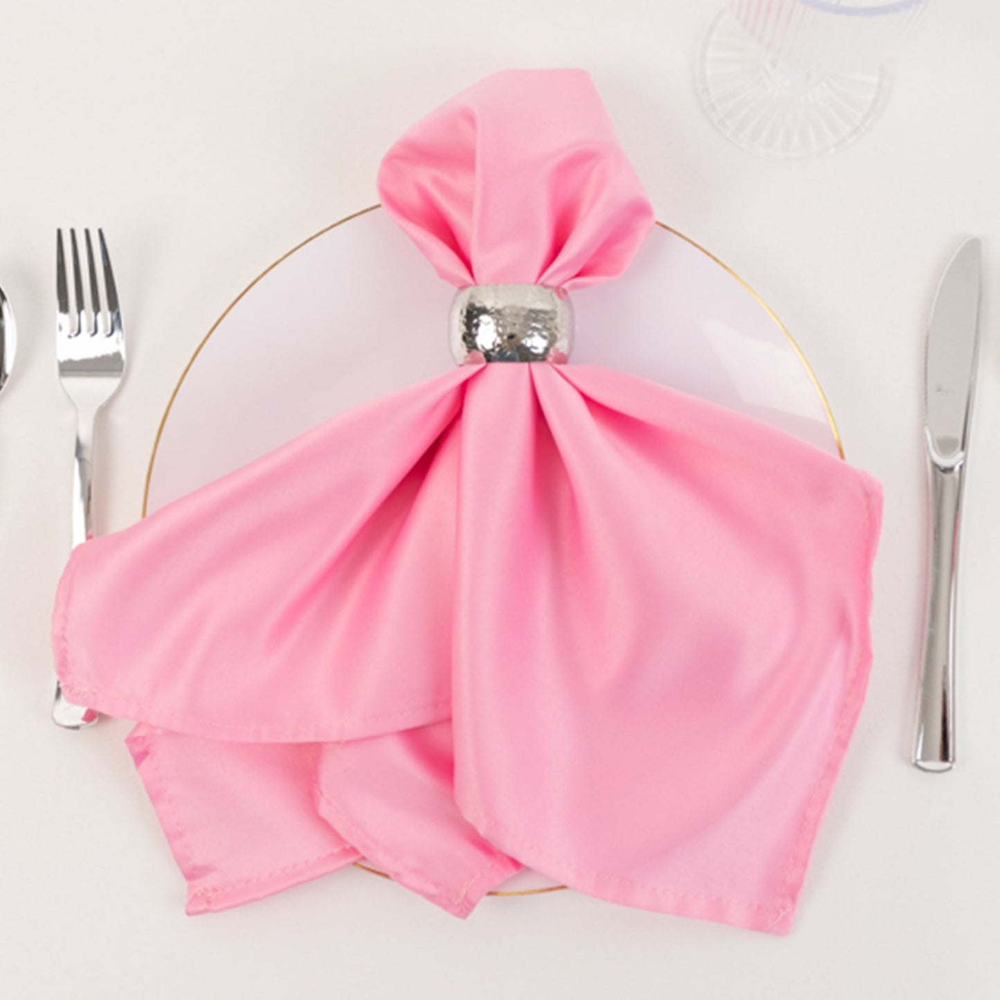 5 Pack Lamour Satin 20"x20" Napkins Pink - Soft Matte Finish Dinner Napkins - Bell Racket Store
