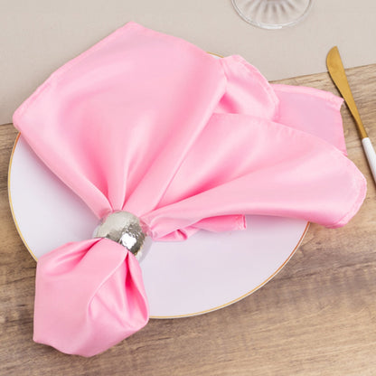 5 Pack Lamour Satin 20"x20" Napkins Pink - Soft Matte Finish Dinner Napkins - Bell Racket Store