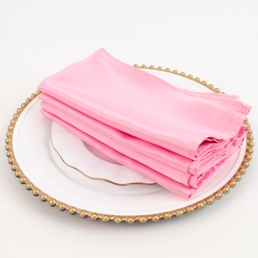 5 Pack Lamour Satin 20"x20" Napkins Pink - Soft Matte Finish Dinner Napkins - Bell Racket Store