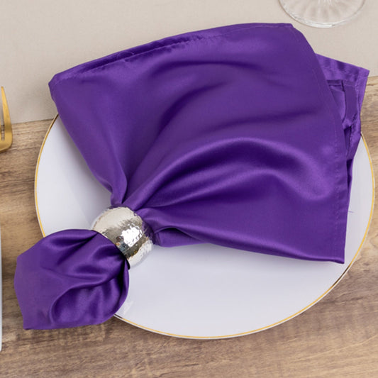 5 Pack Lamour Satin 20"x20" Napkins Purple - Soft Matte Finish Dinner Napkins - Bell Racket Store