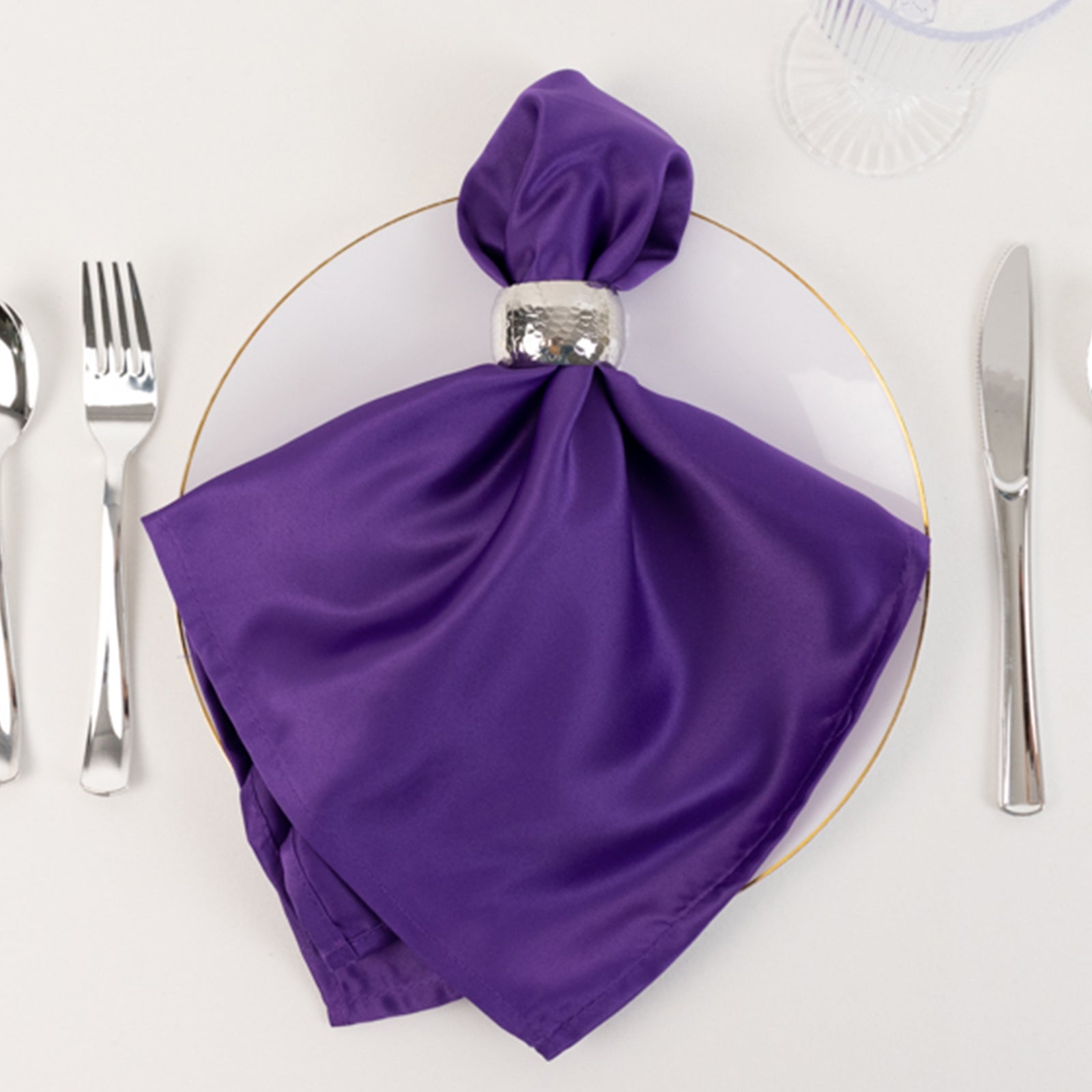 5 Pack Lamour Satin 20"x20" Napkins Purple - Soft Matte Finish Dinner Napkins - Bell Racket Store