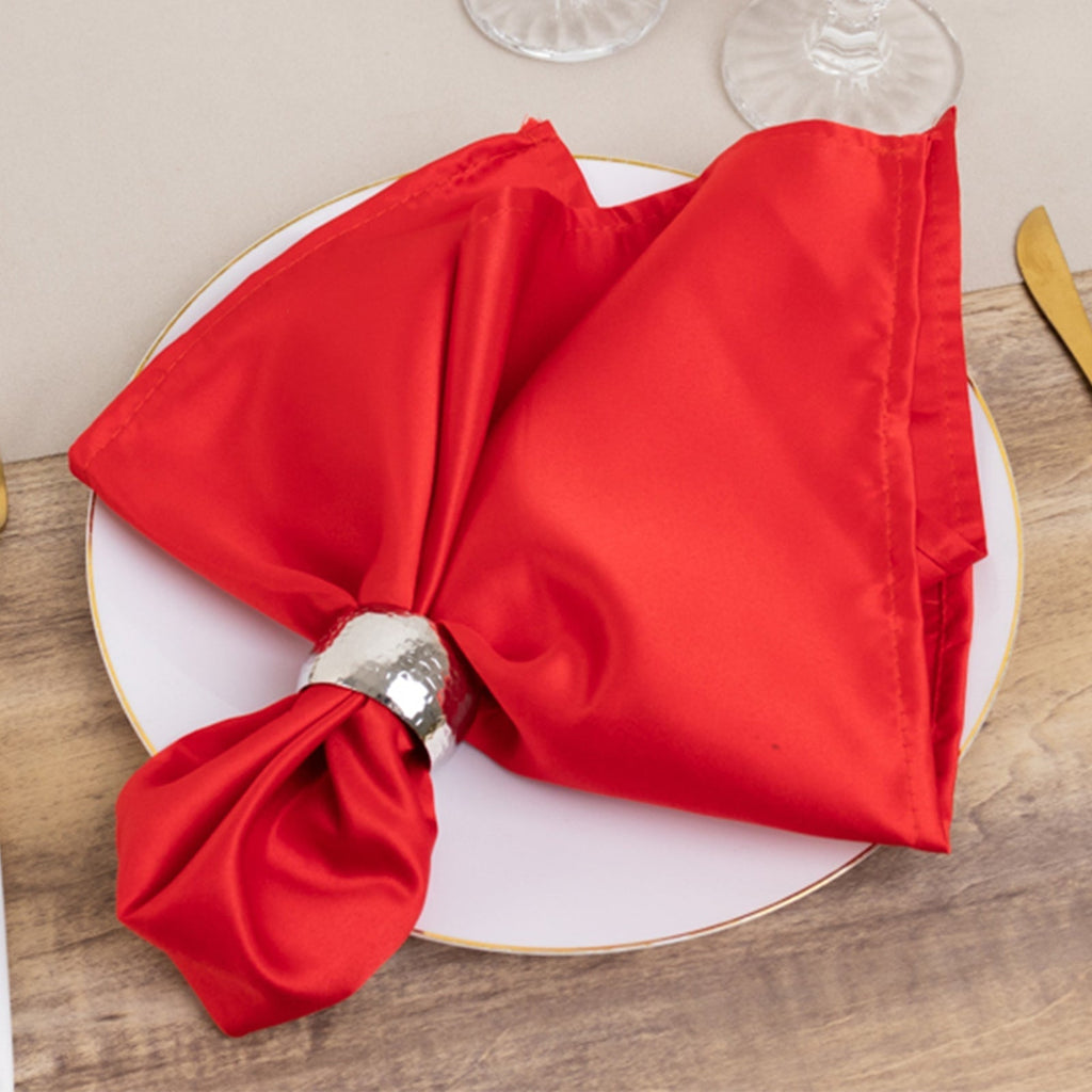 5 Pack Lamour Satin 20"x20" Napkins Red - Soft Matte Finish Dinner Napkins - Bell Racket Store