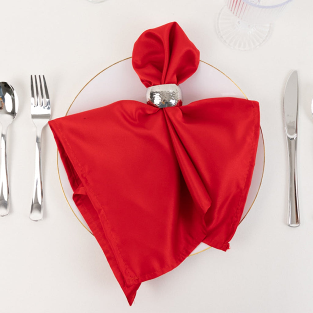 5 Pack Lamour Satin 20"x20" Napkins Red - Soft Matte Finish Dinner Napkins - Bell Racket Store
