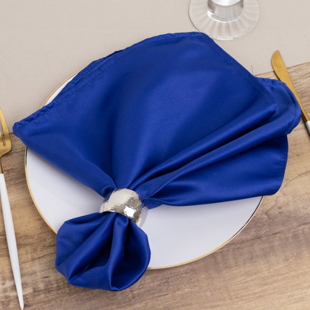 5 Pack Lamour Satin 20"x20" Napkins Royal Blue - Soft Matte Finish Dinner Napkins - Bell Racket Store