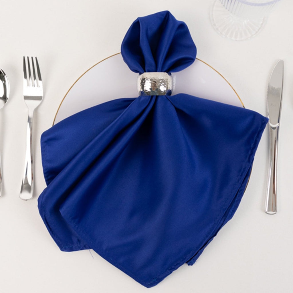 5 Pack Lamour Satin 20"x20" Napkins Royal Blue - Soft Matte Finish Dinner Napkins - Bell Racket Store