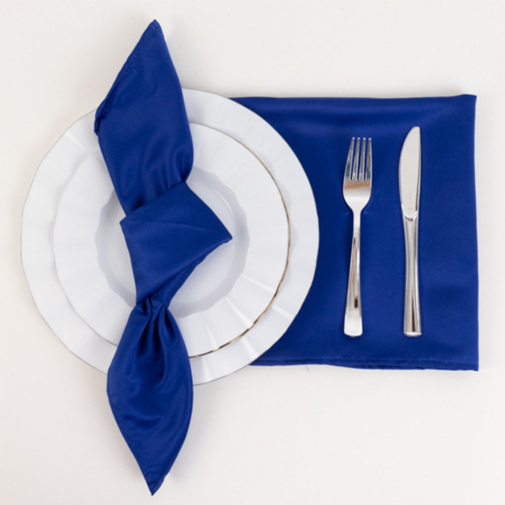 5 Pack Lamour Satin 20"x20" Napkins Royal Blue - Soft Matte Finish Dinner Napkins - Bell Racket Store