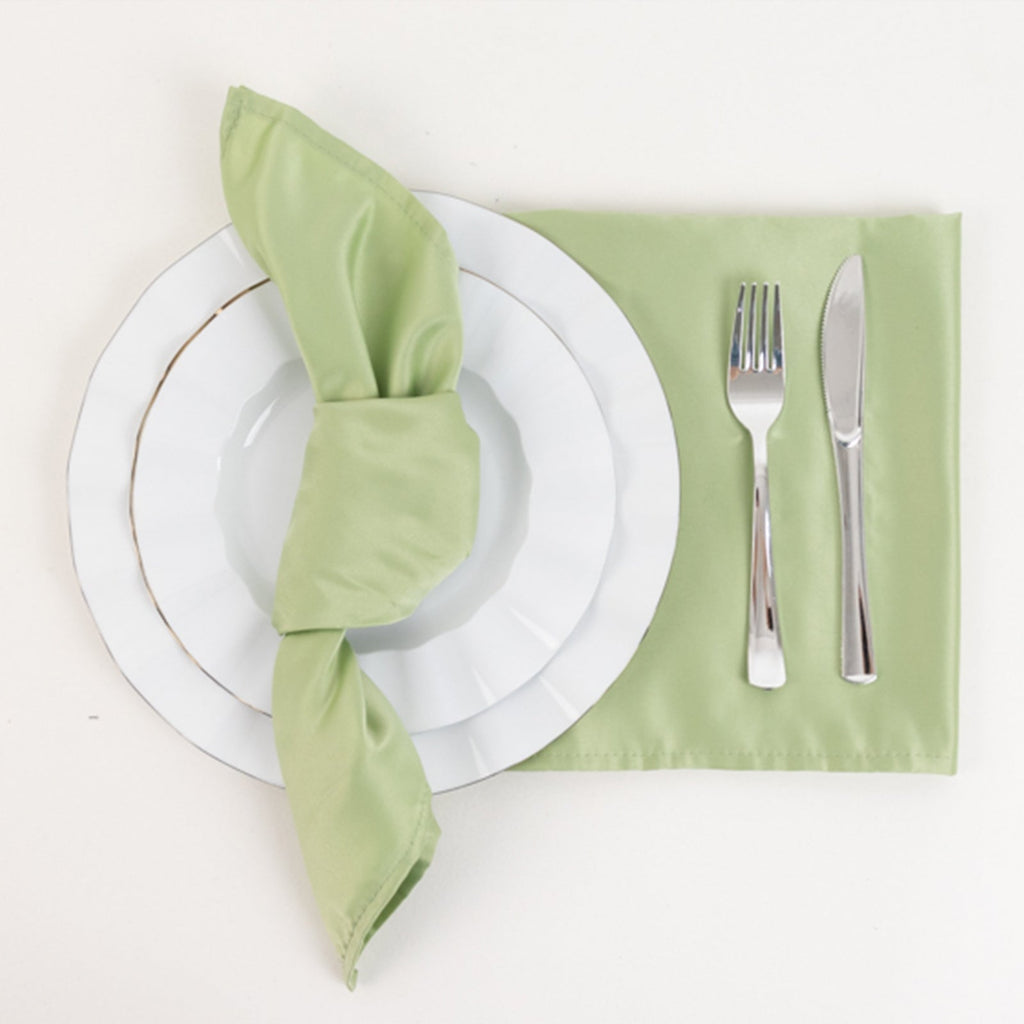 5 Pack Lamour Satin 20"x20" Napkins Sage Green - Soft Matte Finish Dinner Napkins - Bell Racket Store