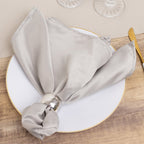 5 Pack Lamour Satin 20"x20" Napkins Silver - Soft Matte Finish Dinner Napkins - Bell Racket Store
