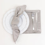 5 Pack Lamour Satin 20"x20" Napkins Silver - Soft Matte Finish Dinner Napkins - Bell Racket Store