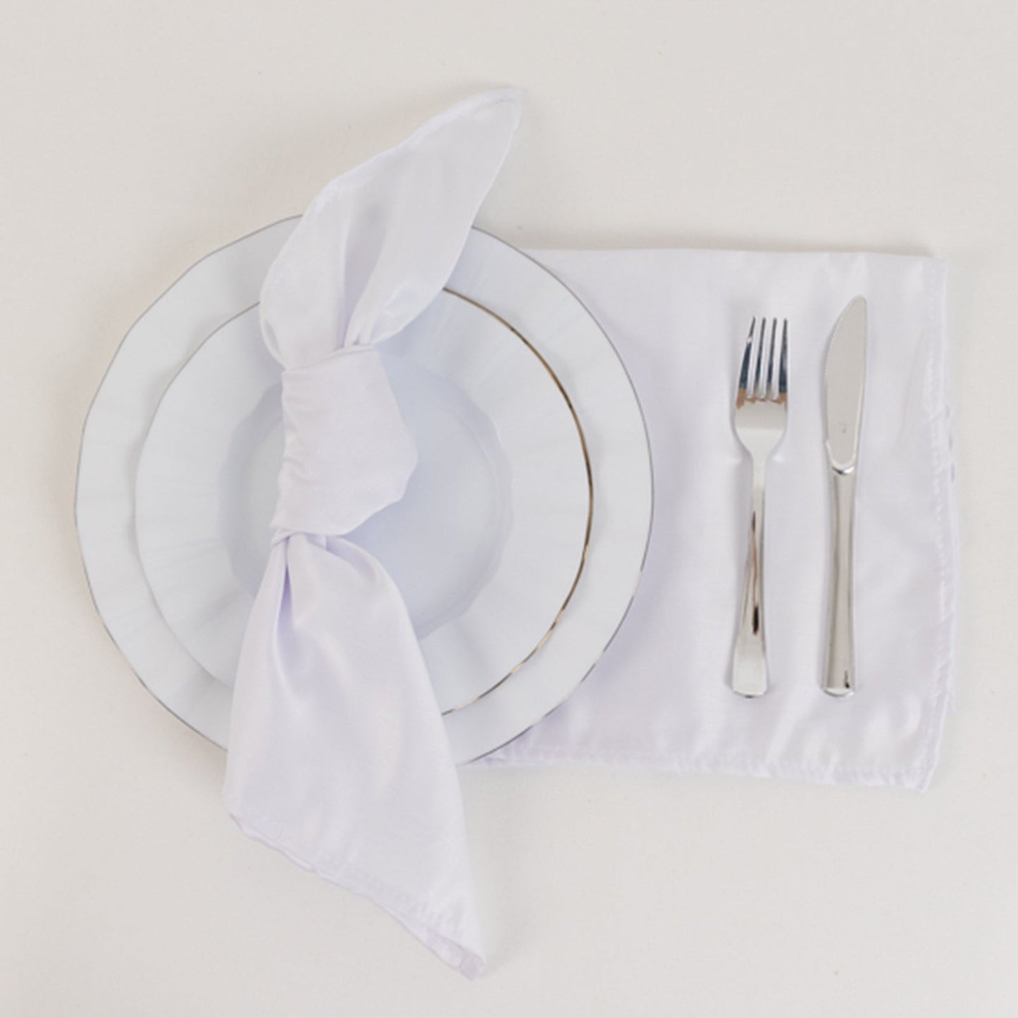 5 Pack Lamour Satin 20"x20" Napkins White - Exquisite Dinner Napkins with Soft Matte Finish for Weddings & Events - Bell Racket Store