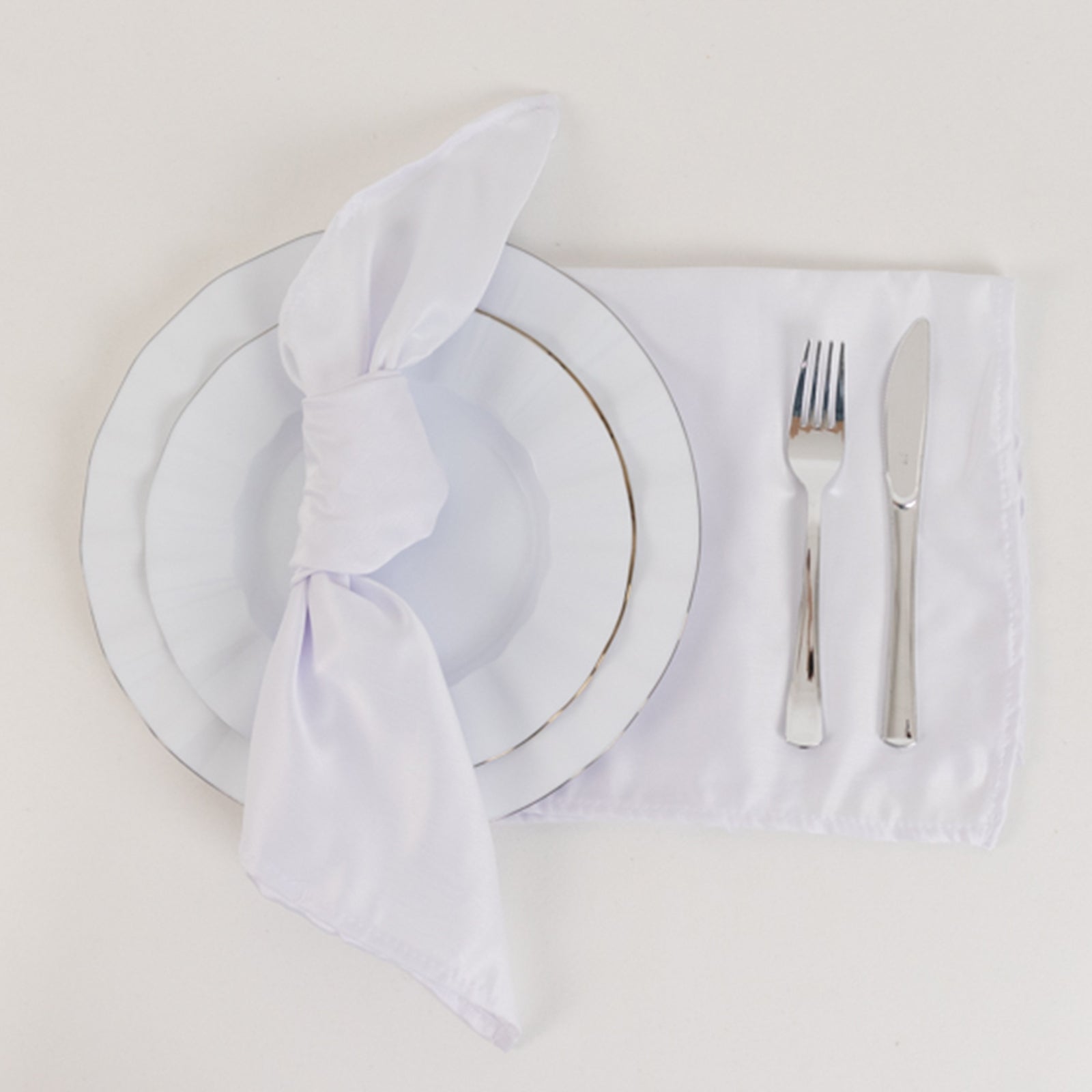 5 Pack Lamour Satin 20"x20" Napkins White - Exquisite Dinner Napkins with Soft Matte Finish for Weddings & Events - Bell Racket Store