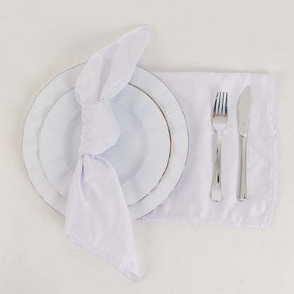 5 Pack Lamour Satin 20"x20" Napkins White - Exquisite Dinner Napkins with Soft Matte Finish for Weddings & Events - Bell Racket Store