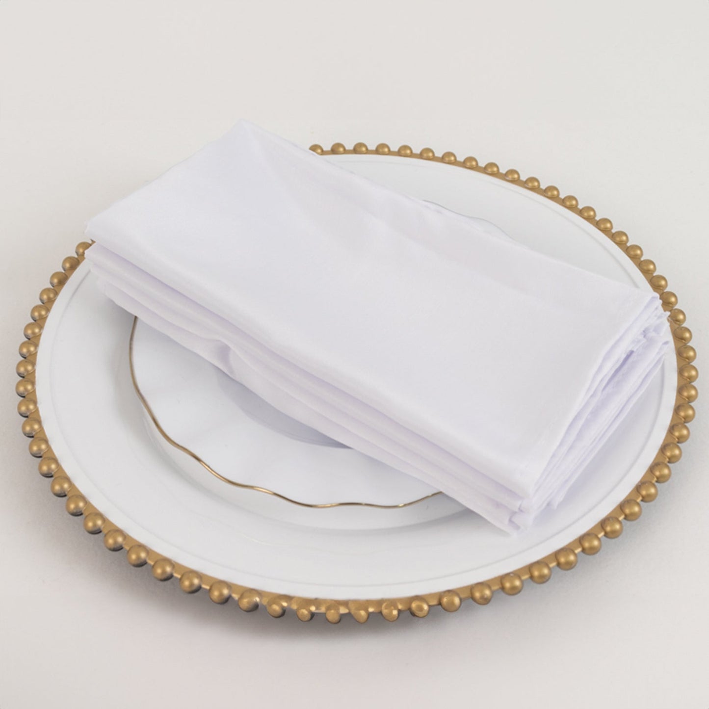 5 Pack Lamour Satin 20"x20" Napkins White - Exquisite Dinner Napkins with Soft Matte Finish for Weddings & Events - Bell Racket Store