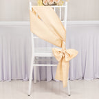 5 Pack Lamour Satin 6"x106" Chair Sashes Beige - Stylish Reusable Decorative Bows - Bell Racket Store