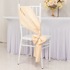 5 Pack Lamour Satin 6"x106" Chair Sashes Beige - Stylish Reusable Decorative Bows - Bell Racket Store