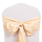 5 Pack Lamour Satin 6"x106" Chair Sashes Beige - Stylish Reusable Decorative Bows - Bell Racket Store