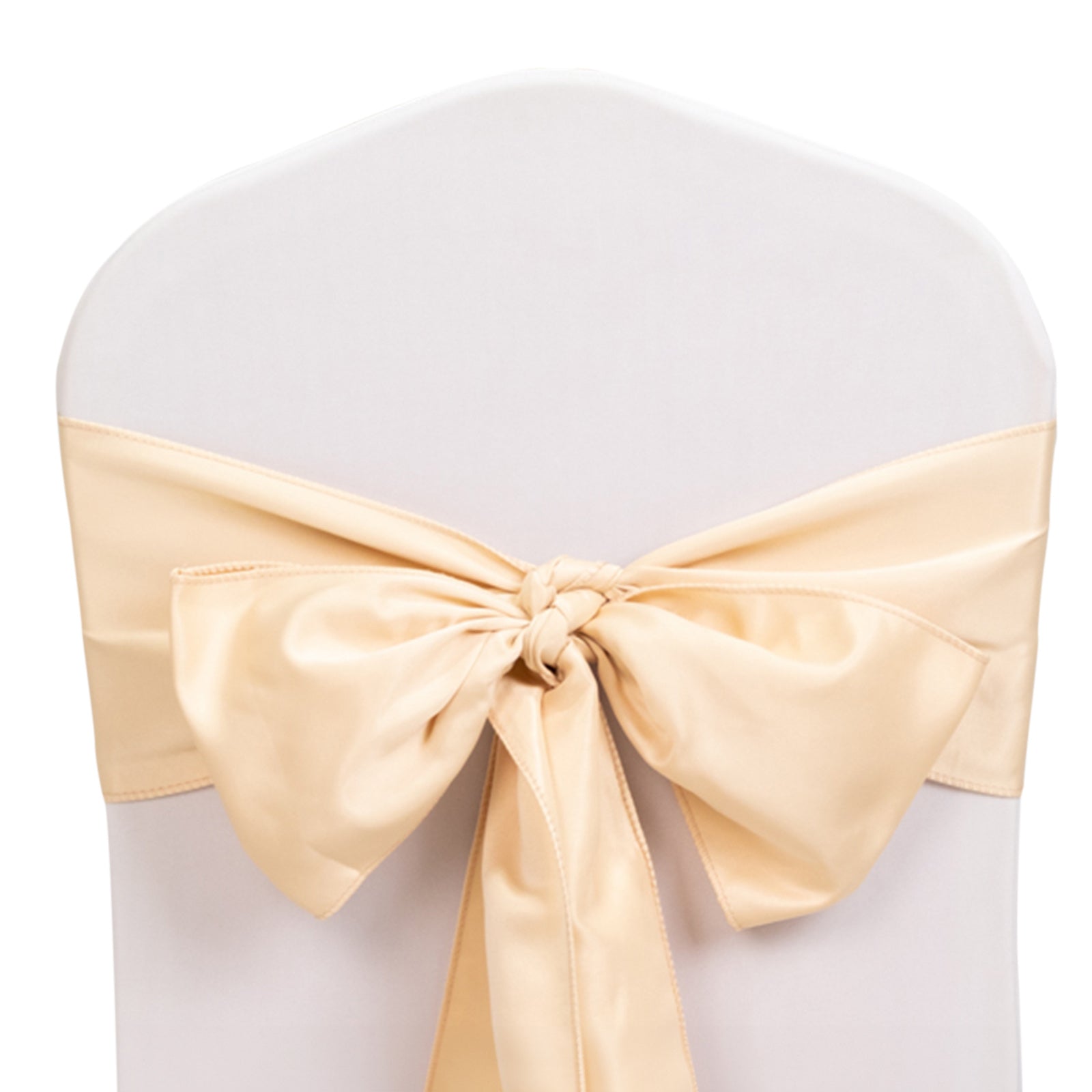 5 Pack Lamour Satin 6"x106" Chair Sashes Beige - Stylish Reusable Decorative Bows - Bell Racket Store
