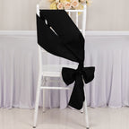 5 Pack Lamour Satin 6"x106" Chair Sashes Black - Stylish Reusable Decorative Bows for Weddings & Gatherings - Bell Racket Store