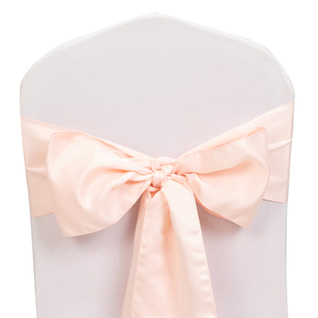 5 Pack Lamour Satin 6"x106" Chair Sashes Blush - Stylish Reusable Decorative Bows - Bell Racket Store