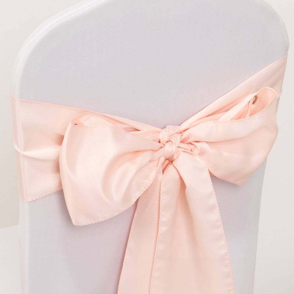 5 Pack Lamour Satin 6"x106" Chair Sashes Blush - Stylish Reusable Decorative Bows - Bell Racket Store