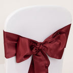 5 Pack Lamour Satin 6"x106" Chair Sashes Burgundy - Stylish Reusable Decorative Bows - Bell Racket Store