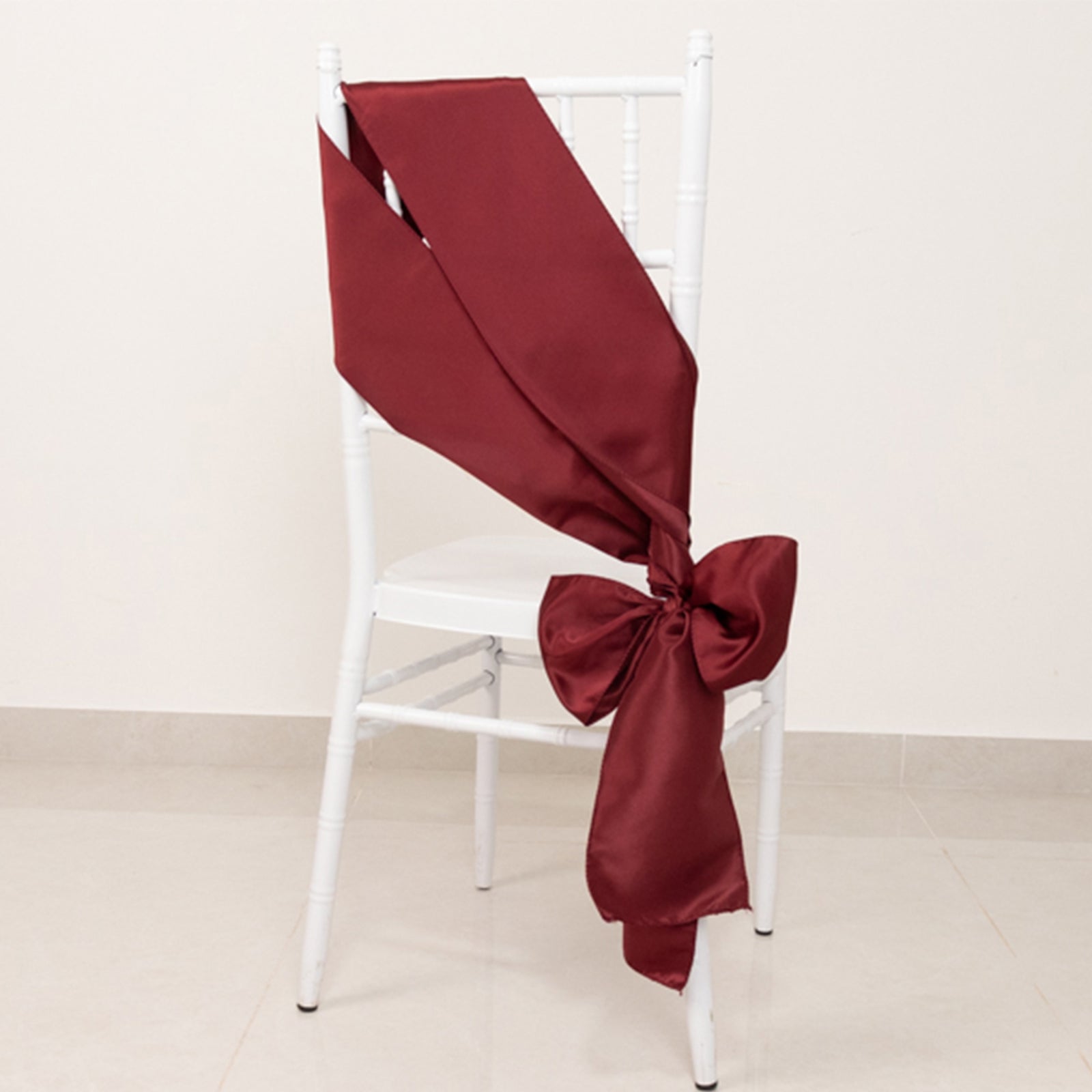 5 Pack Lamour Satin 6"x106" Chair Sashes Burgundy - Stylish Reusable Decorative Bows - Bell Racket Store