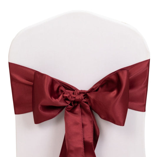 5 Pack Lamour Satin 6"x106" Chair Sashes Burgundy - Stylish Reusable Decorative Bows - Bell Racket Store