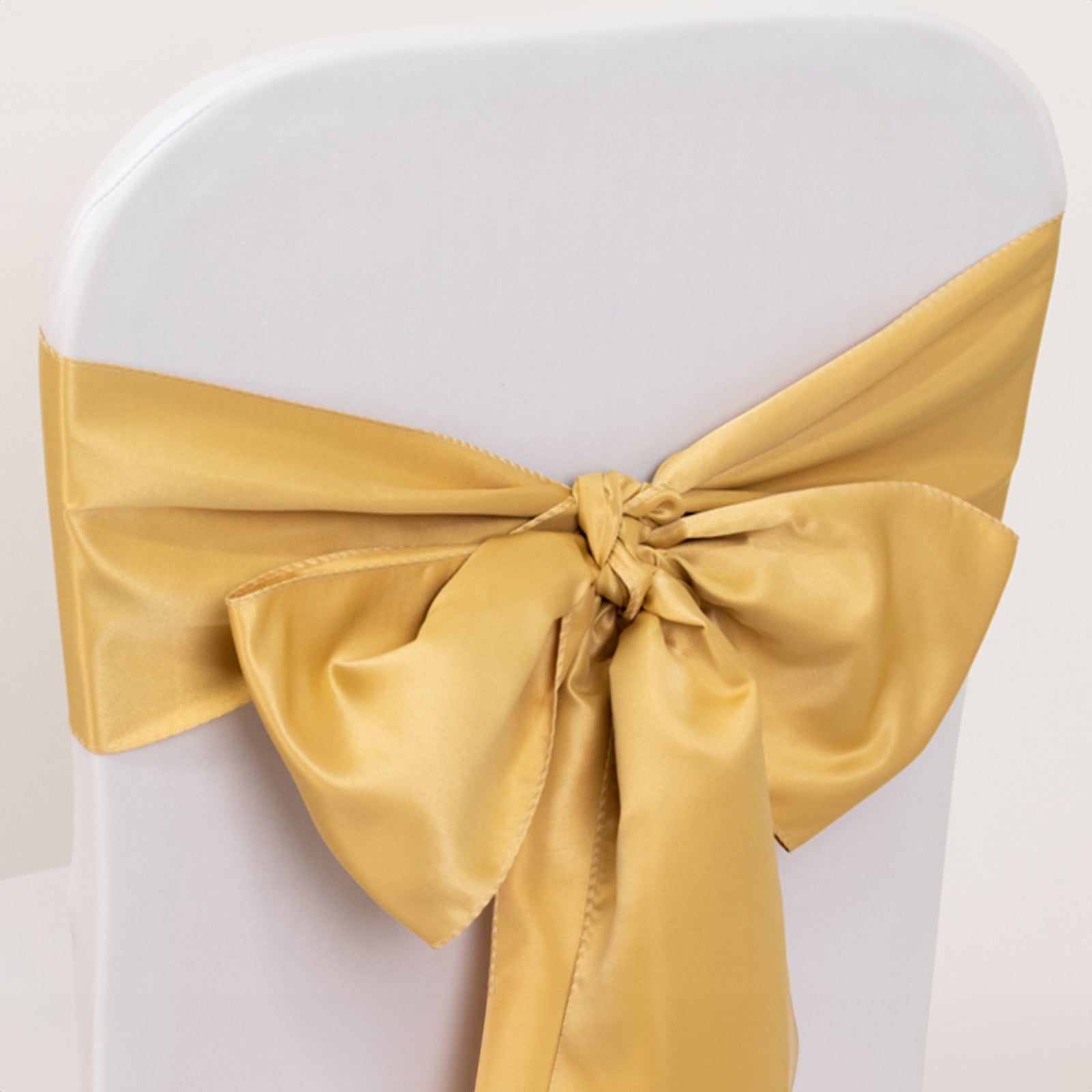 5 Pack Lamour Satin 6"x106" Chair Sashes Champagne - Stylish Reusable Decorative Bows - Bell Racket Store