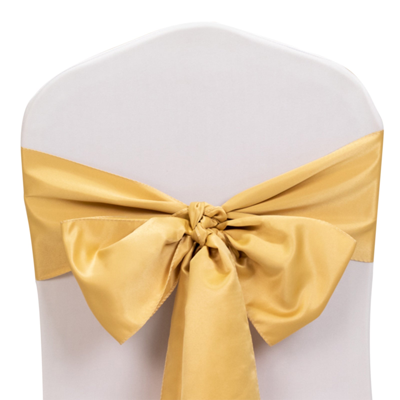 5 Pack Lamour Satin 6"x106" Chair Sashes Champagne - Stylish Reusable Decorative Bows - Bell Racket Store