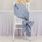 5 Pack Lamour Satin 6"x106" Chair Sashes Dusty Blue - Stylish Reusable Decorative Bows - Bell Racket Store
