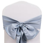 5 Pack Lamour Satin 6"x106" Chair Sashes Dusty Blue - Stylish Reusable Decorative Bows - Bell Racket Store