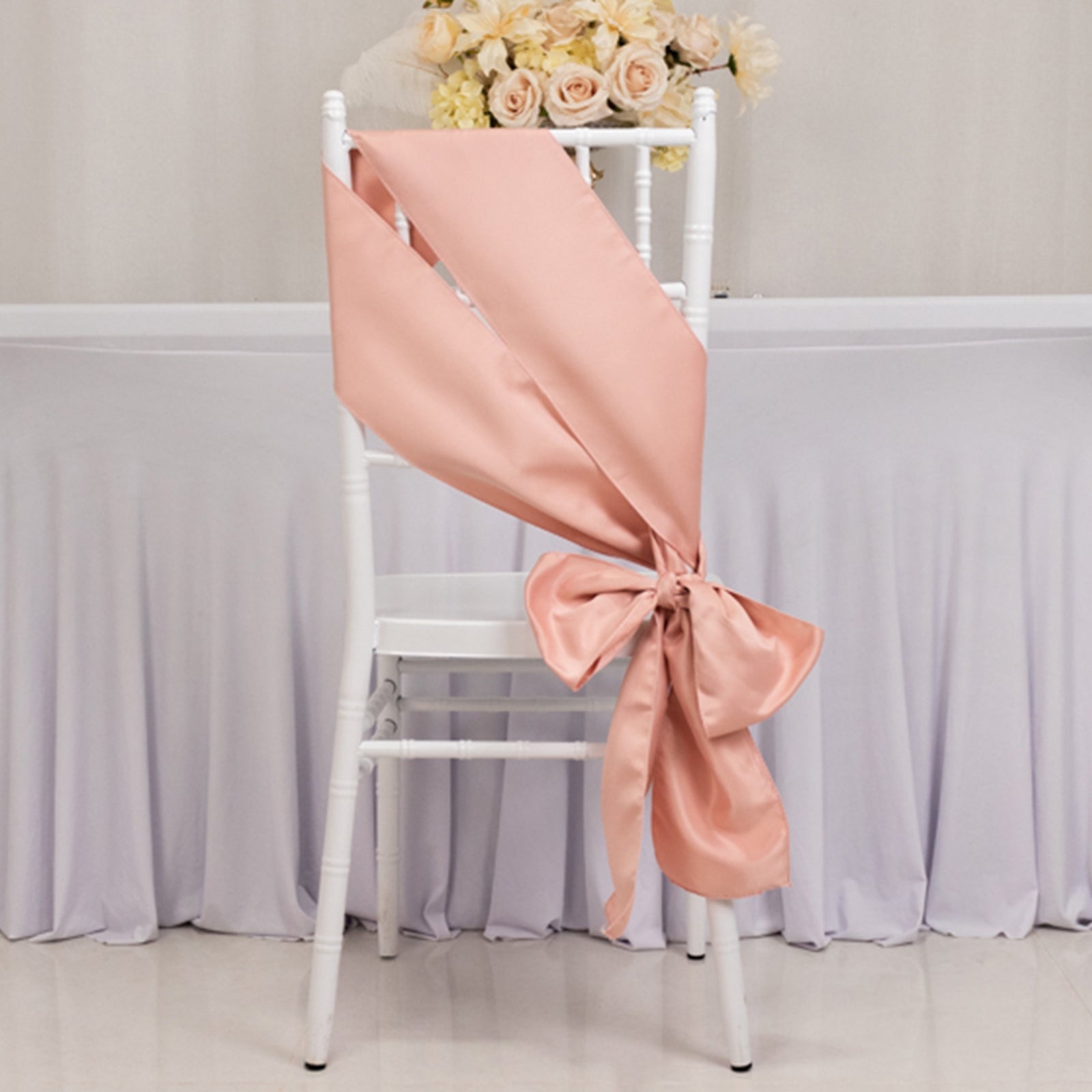 5 Pack Lamour Satin 6"x106" Chair Sashes Dusty Rose - Stylish Reusable Decorative Bows - Bell Racket Store