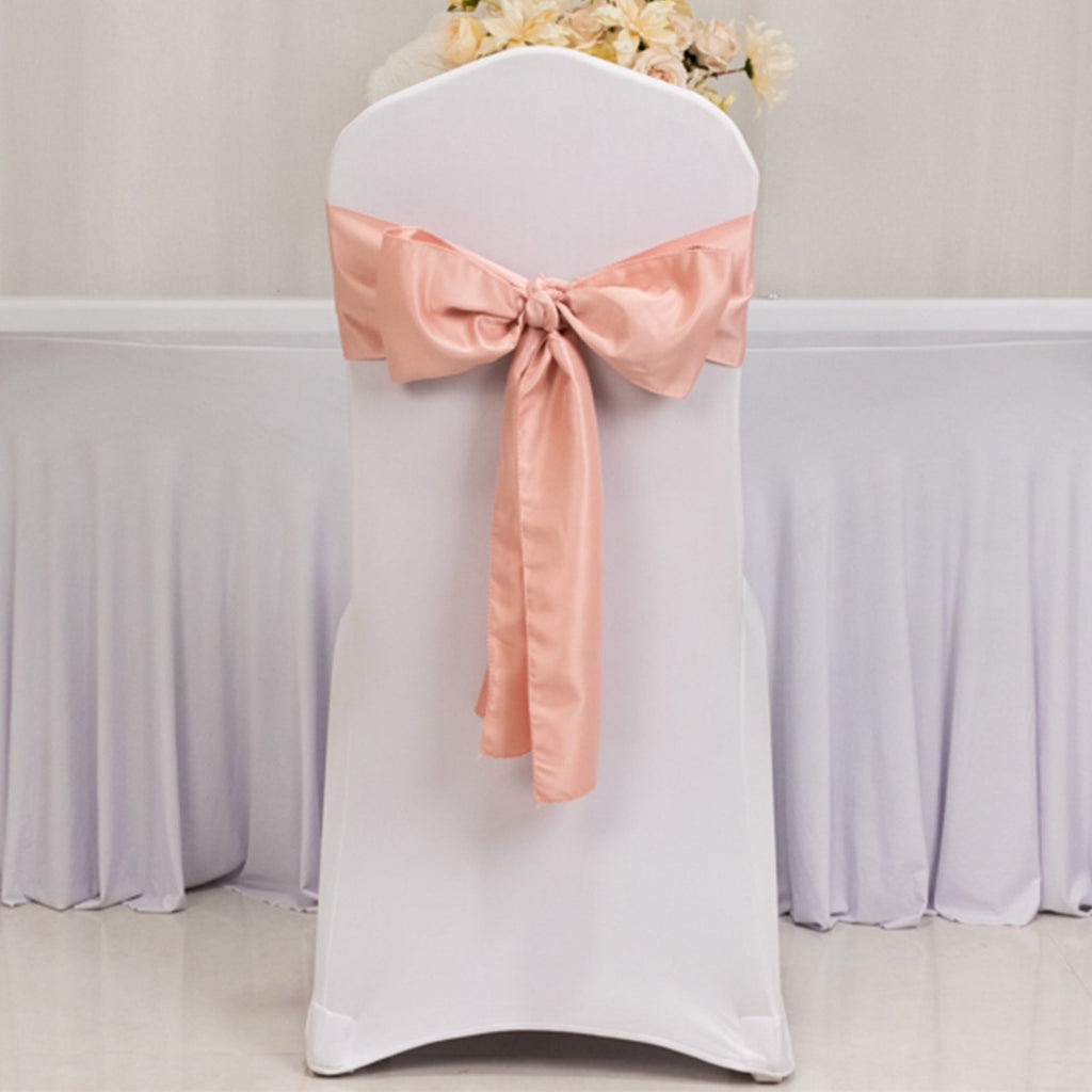 5 Pack Lamour Satin 6"x106" Chair Sashes Dusty Rose - Stylish Reusable Decorative Bows - Bell Racket Store