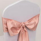 5 Pack Lamour Satin 6"x106" Chair Sashes Dusty Rose - Stylish Reusable Decorative Bows - Bell Racket Store