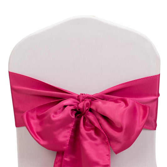 5 Pack Lamour Satin 6"x106" Chair Sashes Fuchsia - Stylish Reusable Decorative Bows - Bell Racket Store