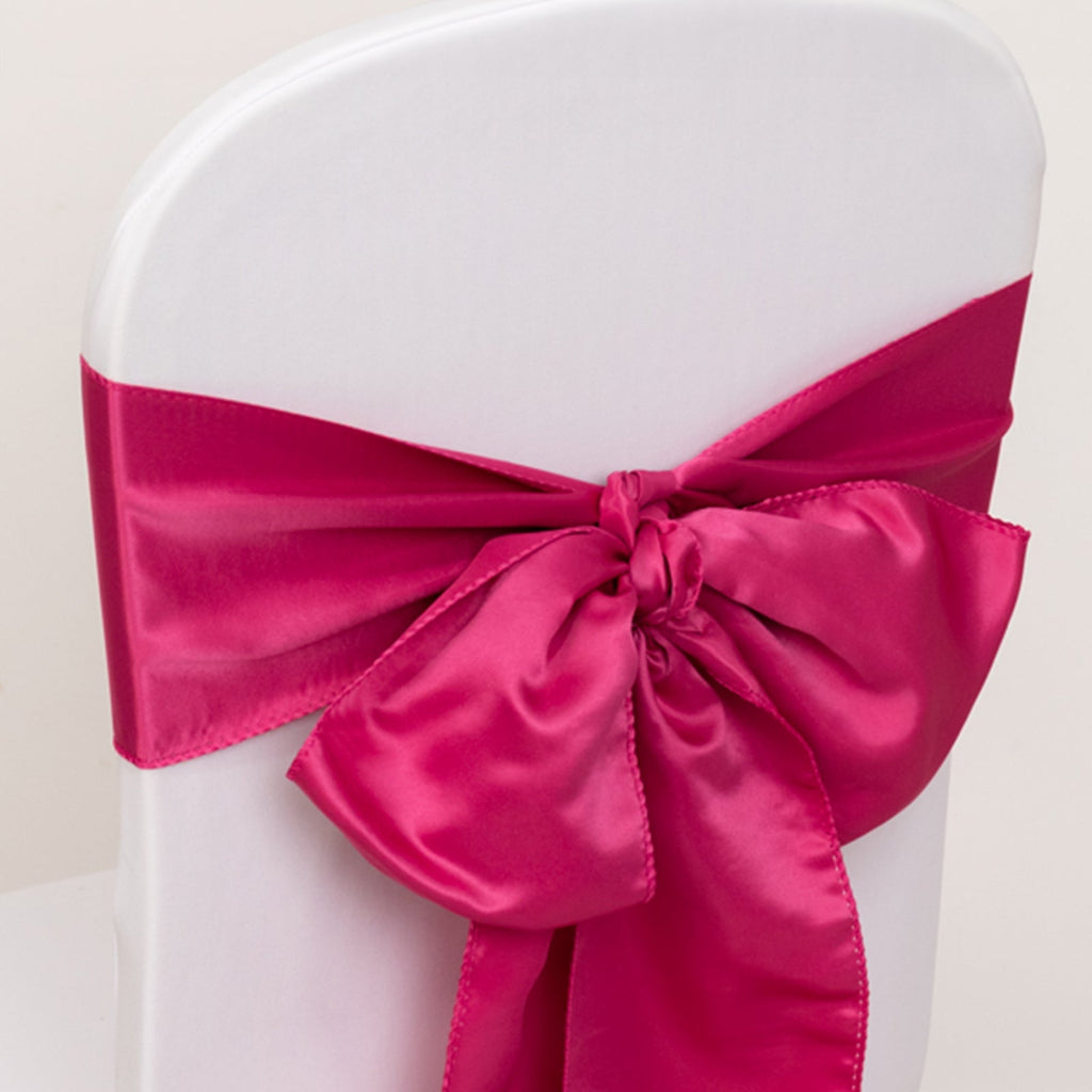 5 Pack Lamour Satin 6"x106" Chair Sashes Fuchsia - Stylish Reusable Decorative Bows - Bell Racket Store